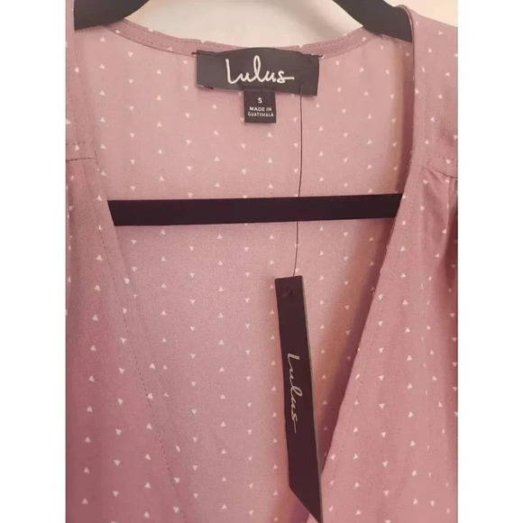 Lulus Farah Mauve Print Midi Wrap Dress Pink Size Small NWT - Picture 5 of 7